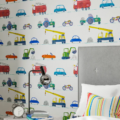 Just Keep Trucking Tomato/Marine/Gecko 112643 | Malcolm Fabrics NZ