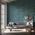 Marble Azurite/ Copper/Japanese Ink 112837 | Malcolm Fabrics NZ