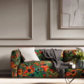 Helianthus Vermillion/Harissa/Fig Leaf 121075 | Malcolm Fabrics NZ
