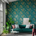 Amazilia Teal/Gold 112604 | Malcolm Fabrics NZ