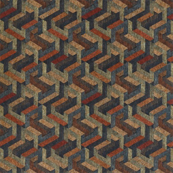 Escheresque Copper/Slate | Malcolm Fabrics NZ