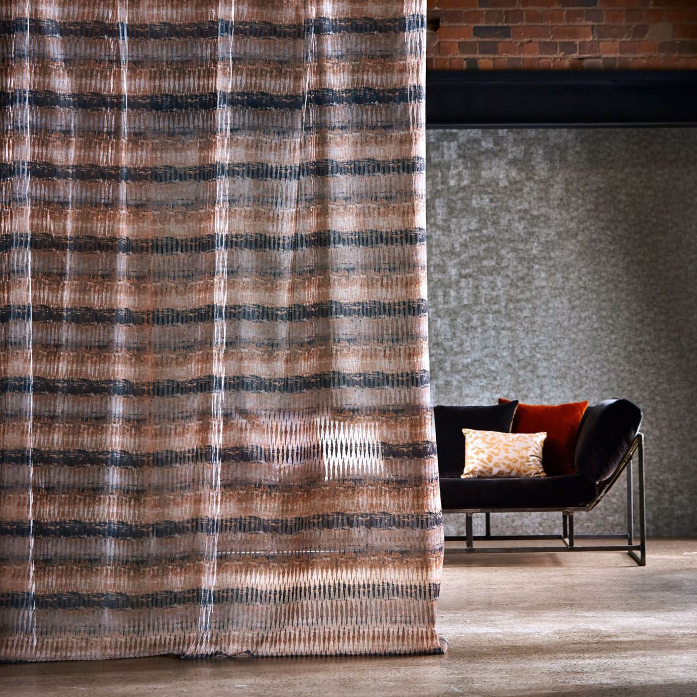 Kiyoshi Copper/Charcoal | Malcolm Fabrics NZ