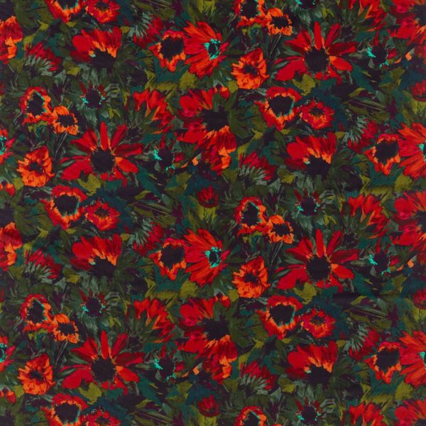 Helianthus Vermillion/Harissa/Fig Leaf | Malcolm Fabrics NZ