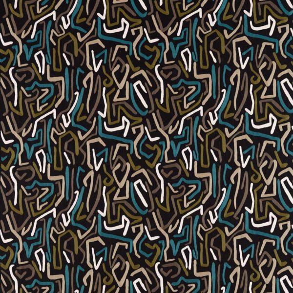 Synchronic Black Earth/Bleached Coral/Moss | Malcolm Fabrics NZ