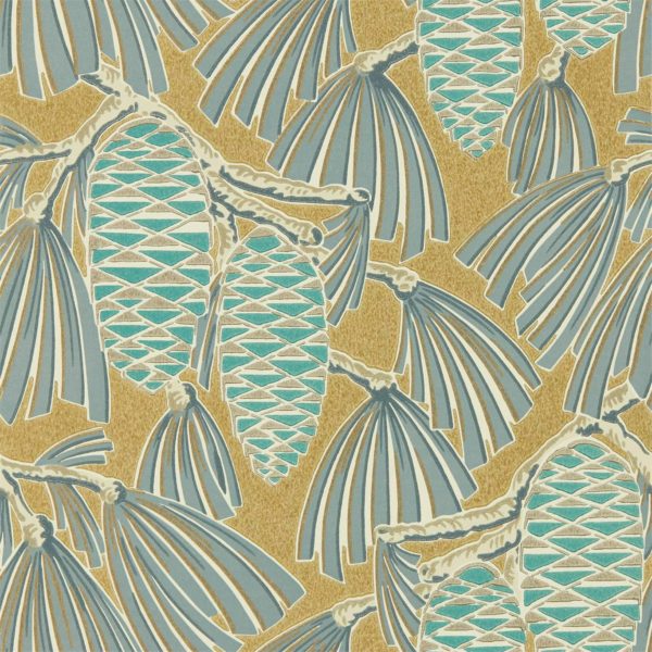 Foxley Kingfisher/Gold | Malcolm Fabrics NZ