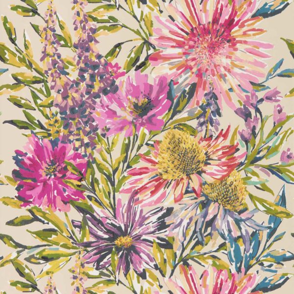 Floreale Tangerine/Fuchsia | Malcolm Fabrics NZ