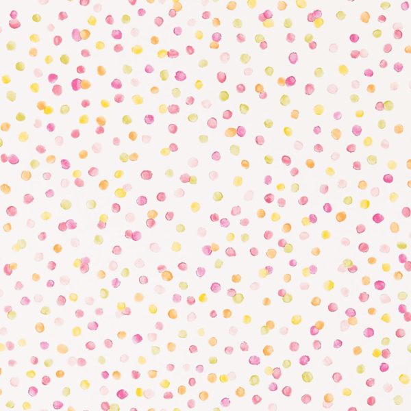 Lots of Dots Blancmange/Raspberry/Citrus | Malcolm Fabrics NZ