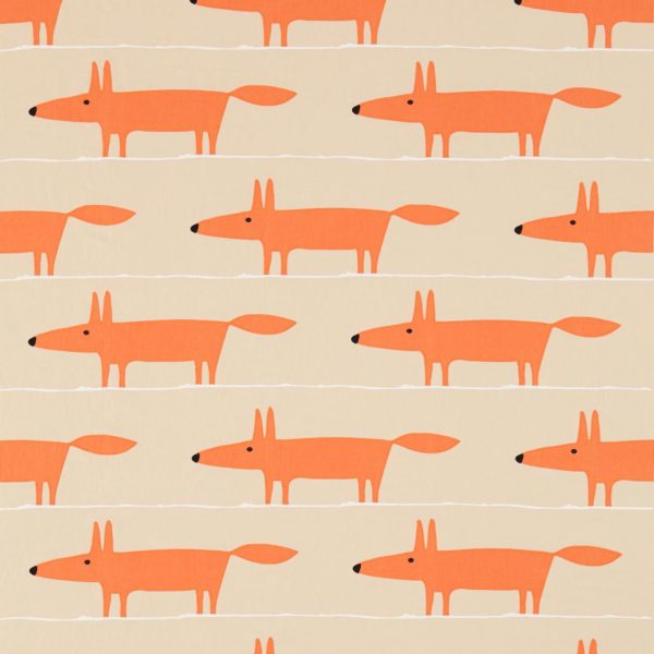 Mr Fox Tangerine/Linen | Malcolm Fabrics NZ