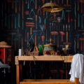 OLD TOOLS Anthracite WP20598 | Malcolm Fabrics NZ