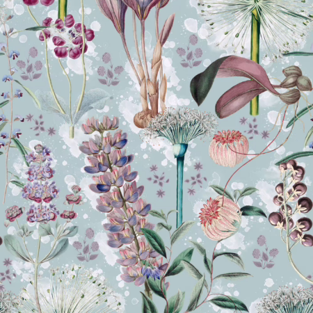 GARDEN OF EDEN Aquamarine WP20325 | Malcolm Fabrics NZ