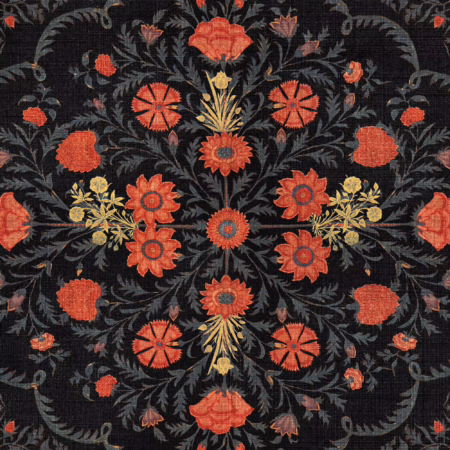 HINDU BLOOM Anthracite WP20407 | Malcolm Fabrics NZ