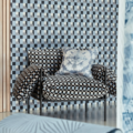 Blocks Cornflower/Black Earth/Sketched - 112944 | Malcolm Fabrics NZ
