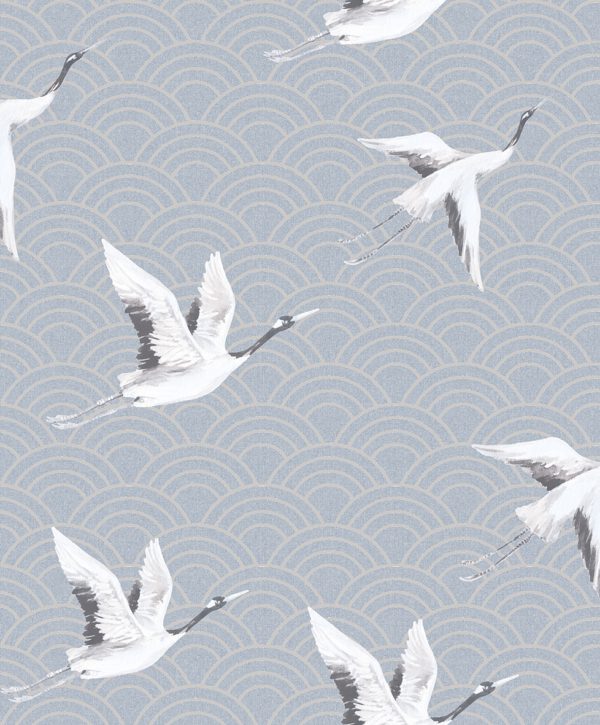 JAPANESE CRANES TEAL | Malcolm Fabrics NZ