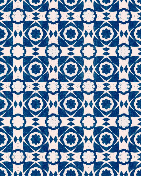 AEGEAN TILES Indigo | Malcolm Fabrics NZ