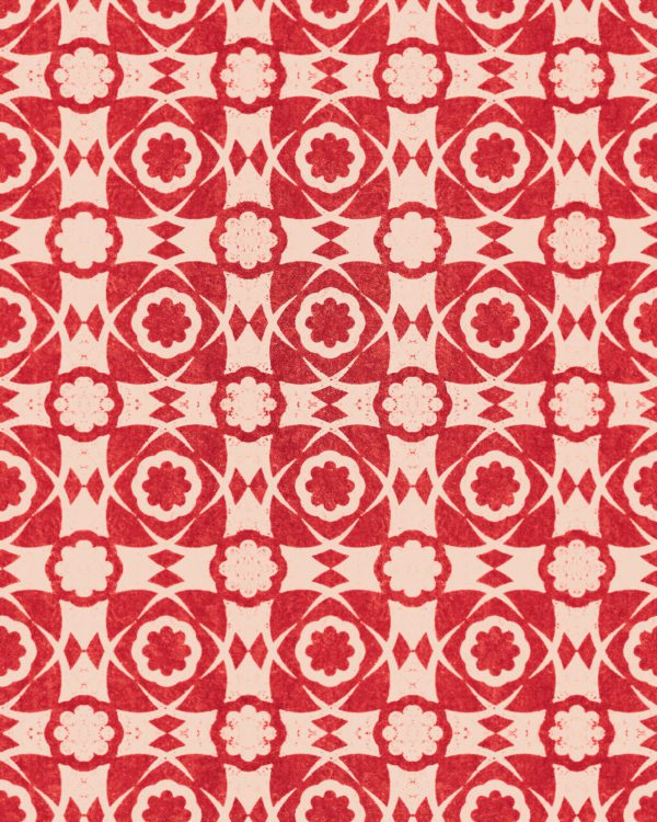 AEGEAN TILES Red | Malcolm Fabrics NZ