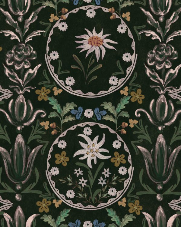 EDELWEISS Cypress Green Wallpaper | Malcolm Fabrics NZ