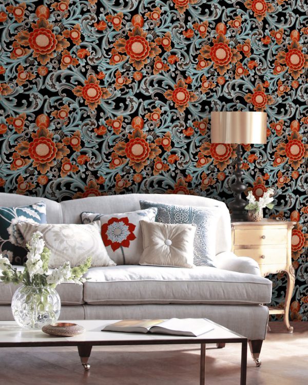 FLORAL PAINTING DARK | Malcolm Fabrics NZ