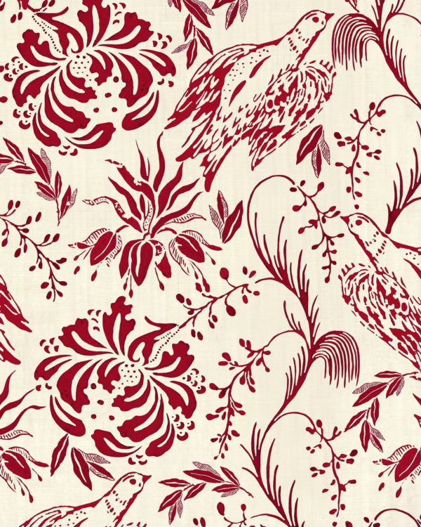 FOLK EMBROIDERY Crimson | Malcolm Fabrics NZ