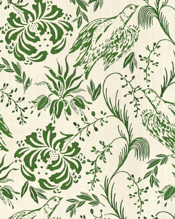 FOLK EMBROIDERY Fern Green | Malcolm Fabrics NZ