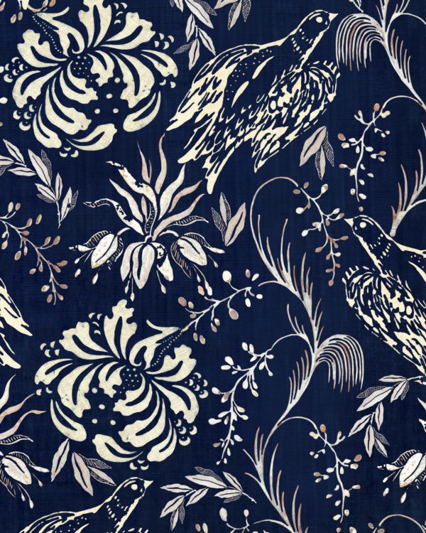 FOLK EMBROIDERY Indigo | Malcolm Fabrics NZ