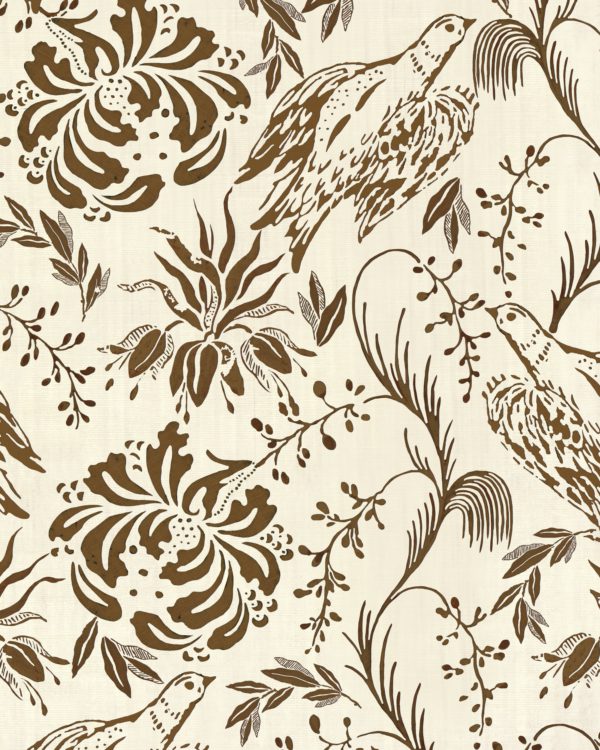 FOLK EMBROIDERY Tobacco | Malcolm Fabrics NZ