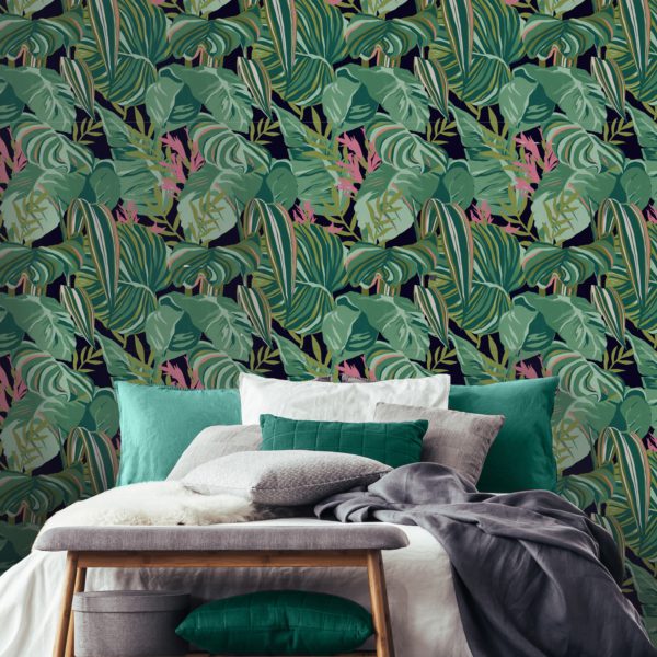 TROPICAL FOLIAGE Anthracite | Malcolm Fabrics NZ