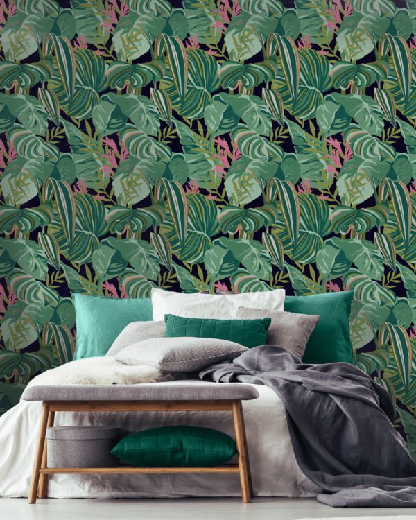 TROPICAL FOLIAGE Anthracite | Malcolm Fabrics NZ