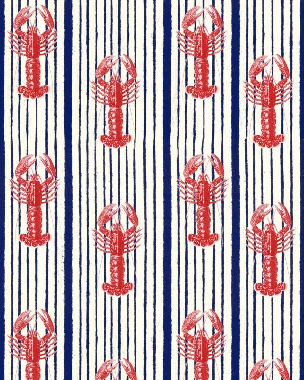 MEDITERRANEAN LOBSTERS White | Malcolm Fabrics NZ