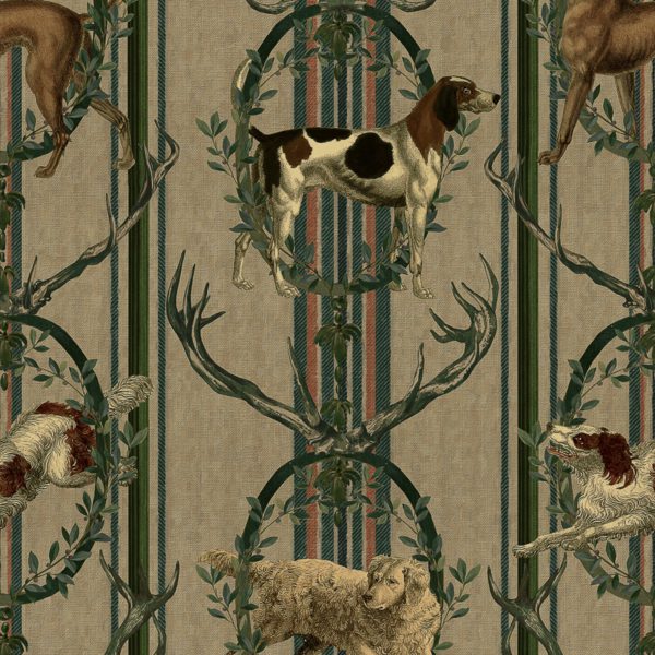 MOUNTAIN DOGS Taupe Wallpaper | Malcolm Fabrics NZ
