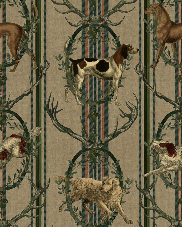 MOUNTAIN DOGS Taupe Wallpaper | Malcolm Fabrics NZ