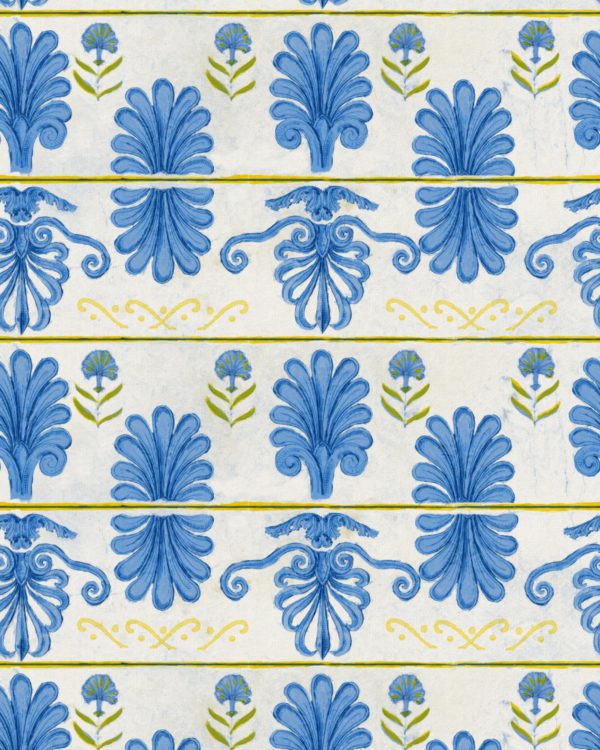 MYKONOS VILLA MOTIF White Sand | Malcolm Fabrics NZ