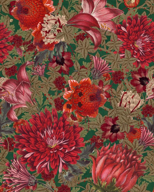 THE FLOWERING Green | Malcolm Fabrics NZ