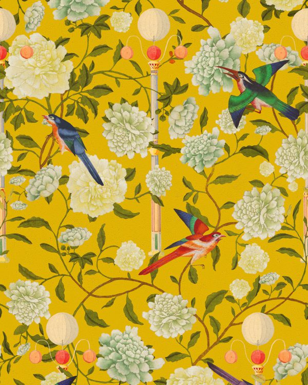 THE GARDEN OF IMMORTALITY Mustard Yellow | Malcolm Fabrics NZ