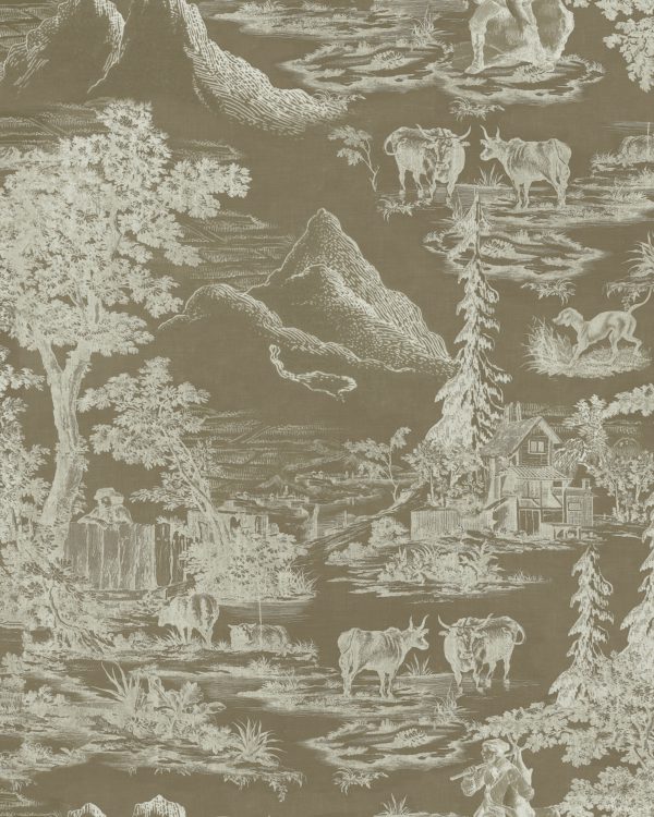 TOILE DU TYROL Taupe Wallpaper | Malcolm Fabrics NZ