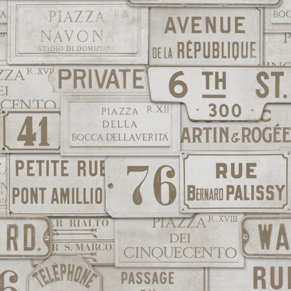 VINTAGE SIGNS TAUPE | Malcolm Fabrics NZ