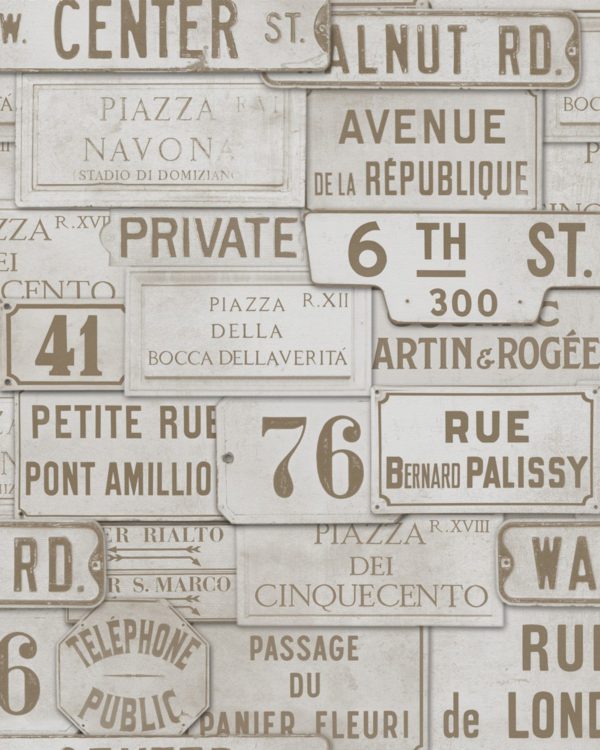 VINTAGE SIGNS TAUPE | Malcolm Fabrics NZ