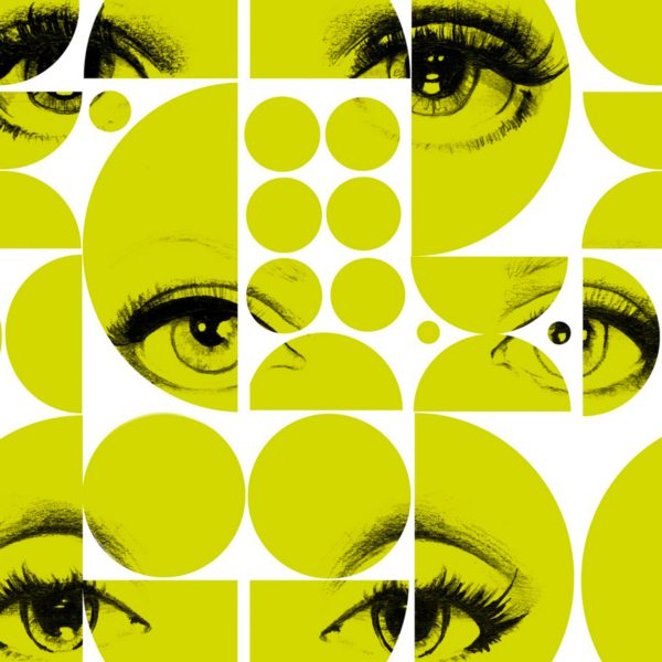 EYES AND CIRCLES LIME | Malcolm Fabrics NZ