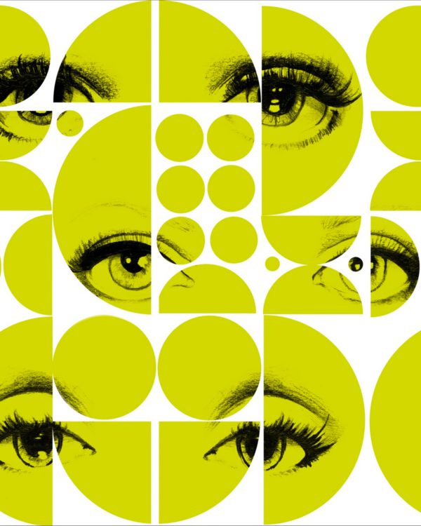 EYES AND CIRCLES LIME | Malcolm Fabrics NZ