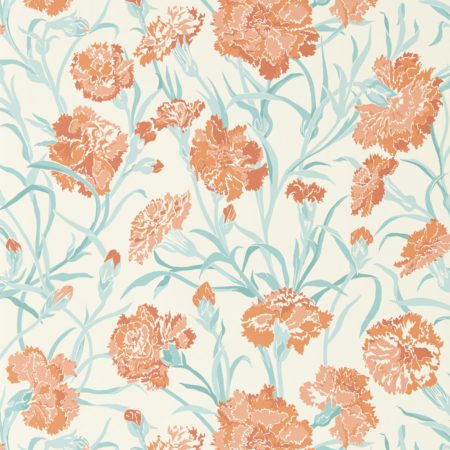 Fleur de Joie Paprika/Aqua/Soft Focus 113132 | Malcolm Fabrics NZ