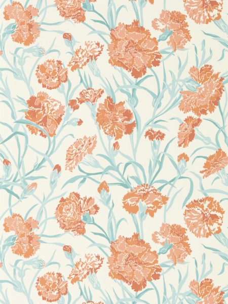 Fleur de Joie Paprika/Aqua/Soft Focus 113132 | Malcolm Fabrics NZ