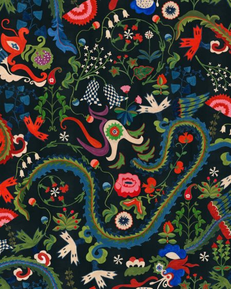 DRAGON FLOWER Black WP20941 | Malcolm Fabrics NZ