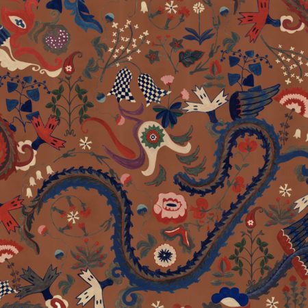 DRAGON FLOWER Golden Brown WP20942 | Malcolm Fabrics NZ