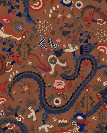 DRAGON FLOWER Golden Brown WP20942 | Malcolm Fabrics NZ
