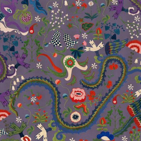 DRAGON FLOWER Purple WP20943 | Malcolm Fabrics NZ